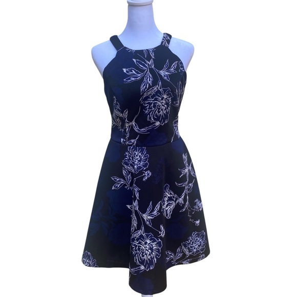 Trixxi Fit and Flare Floral Sleeveless Round Neck Black Women’s Dress Size M - Picture 1 of 8